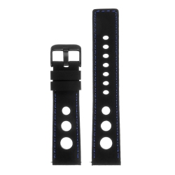STRAPSCO Silicone Rubber Rally Watch Band Strap for Guess Connect Iq & Connect Wear Os - Black & (Black Buckle) In Blue