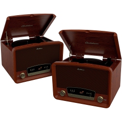 ELECTROHOME Kingston Vintage Vinyl Record Player Stereo System - 2 Pack