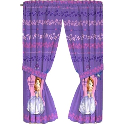 JUNIOR SOFIA Disney The First Princess Drapes Kids Window Curtains With Tie Backs- 2 Panels (42" X 63")