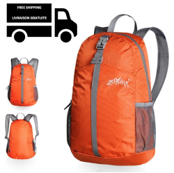 STIMULA LIFESTYLE Collapsible Compact Lightweight Travel Foldable Backpack Carry On Sports Bag Water Resistant 20L - In Orange