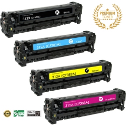 ULTRA TONER 4 Colors Combo - HP 312A (Cf380X, Cf381A, Cf382A, Cf383A) Bk/m/y/c Toner Cartridge Premium Quality！