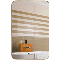 Miroir Pour Salle De Bain 76,5 X 56 Cm, Miroir De Courtoisie Rectangulaire Cadre En Metal Coins Arrondis Horizontal Vertical 91997115