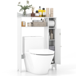 COSTWAY Over The Toilet Storage Cabinet With Toilet Paper Holder Adjustable Shelves In White