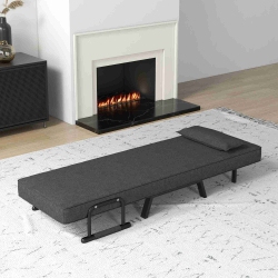 COSTWAY Folding 5 Position Convertible Sleeper Bed Armchair Lounge Couch W/ Pillow