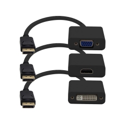 HP 3Pk 8In Dp to Dvi/hdmi/vga Adapter (Dp2VGA-HDMI-Dvi-B)