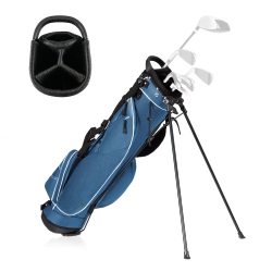 GYMAX Golf Stand Cart Bag Club With Carry Organizer Pockets In Blue