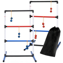 GYMAX Ladder Ball Toss Game Set Indoor Outdoor W/6 Bolas Score Tracker Carrying Bag