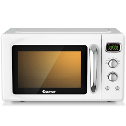 COSTWAY 0.9Cu.ft. Retro Countertop Compact Microwave Oven 900W 8 Cooking Settings
