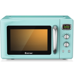 COSTWAY 0.9Cu.ft. Retro Countertop Compact Microwave Oven 900W 8 Cooking Settings