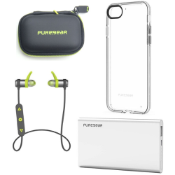 PURE.GEAR Go Kit 4In1 for Iphone 8, 7, 6S, 6 - Slim Clear Case, 5K Power Bank, Wireless Headphones With Case