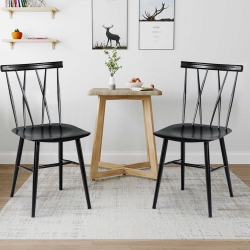 COSTWAY Set Of 2 Dining Side Chairs Chairs Armless Cross Back Kitchen Bistro Caf