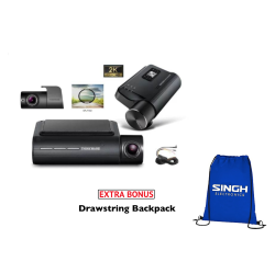 THINKWARE Qa100 Elite 2K Wifi Dashcam Bundle With Rear Camera And Hardwire Kit - 32GB & Cpl Filter - Bonus Drawstring Backpack