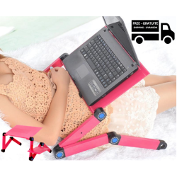 STIMULA LIFESTYLE - Multifunctional Portable Foldable Laptop Personal Computer, PC, Bed, Apple Macbook, Ipad Tablet Reading Table - In Pink