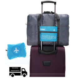 STIMULA LIFESTYLE - Foldable Compact Collapsible Waterproof Travel Backpack Bag for Luggage Suitcase 32 Litres Grey/blue Cary On Compatible \w