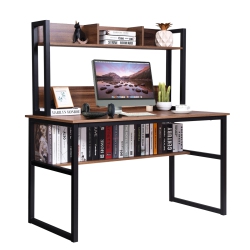 COSTWAY Computer Desk With Hutch Bookshelf Home Office Study Wrting Desk Space Saving