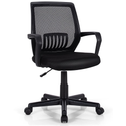 COSTWAY Mid-Back Mesh Chair Height Adjustable Executive Chair W/ Lumbar Support