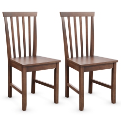 COSTWAY 2 PCs Dining Chair Kitchen Spindle Back Side Chair With Solid Wooden Leg