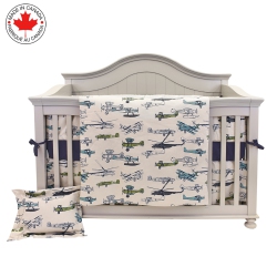 BEBELELO - Baby Crib Bedding 7 Pieces Airplanes And Helicopters Bedding - Eva