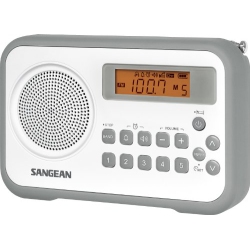 SANGEAN Pr-D18Gr Am/fm/clock Portable Digital Radio With Protective Bumper (White/grey)