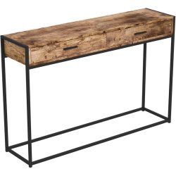 SAFDIE & CO. Console Table 48L Reclaimed Wood 2 Drawers Black Metal In Brown