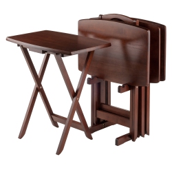 TARRUBOUTIQUE Darryl 5-PC Snack Table Set, Oversize, Walnut