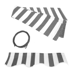 ALEKO Fab10X8Greywht Farbric Replacement for 10 X 8 Ft Retractable Patio Awning, Grey And Striped Pattern In White