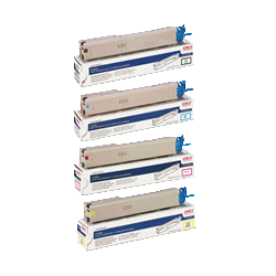 OKI Data C3300 / C3400 Laser Toner Cartridge Set Black Cyan Magenta High Yield In Yellow