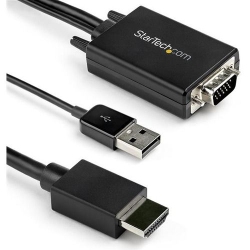 STARTECH VGA to HDMI Adapter Cable - 2 M (6.6 Ft.) - USB Audio - VGA to HDMI Converter With Audio Support (VGA2HDmm2M)
