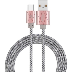 LAX - 6 Feet USB Type-C to USB-A Cable, Braided And Durable And Silver In Pink