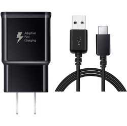 CSMART Fast Adaptive Charging Wall Charger & USB-C Cable for Samsung S8 S9 S10 Note 8 9 Google Pixel Lg Moto In Black