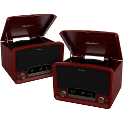 ELECTROHOME Kingston Vintage Vinyl Record Player Stereo System - 2 Pack