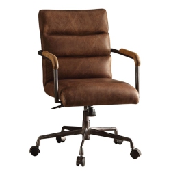 ACME FURNITURE Acme Harith Leather Swivel Office Chair In Retro In Brown