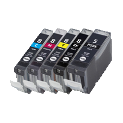 ZOOMTONER Compatible Canon Cli8 Set + Pgi-5Bk Ink / Inkjet Cartridge Set (Total - 5 Cartridges)