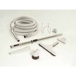 JOHNNY VAC Central Vacuum Kit - 30' Hose Regular - Tools And Wand - In Grey