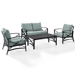 CROSLEY FURNITURE Kaplan 4 Piece Patio Sofa Set In Oil Rubbed Bronze And Mist