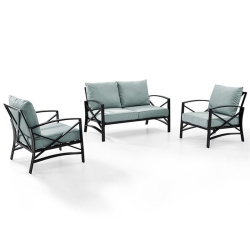 CROSLEY FURNITURE Kaplan 3 Piece Patio Sofa Set In Oil Rubbed Bronze And Mist