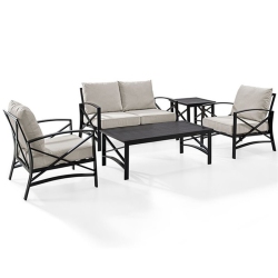 CROSLEY FURNITURE Kaplan 5 Piece Patio Sofa Set In Oil Rubbed Bronze And Oatmeal