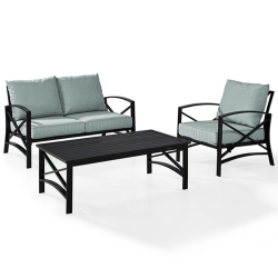 CROSLEY FURNITURE Kaplan 3 Piece Patio Sofa Set In Oil Rubbed Bronze And Mist