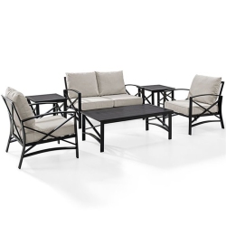 CROSLEY FURNITURE Kaplan 6 Piece Patio Sofa Set In Oil Rubbed Bronze And Oatmeal