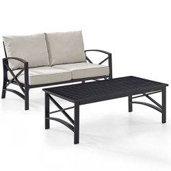 CROSLEY FURNITURE Kaplan 2 Piece Patio Sofa Set In Oil Rubbed Bronze And Oatmeal