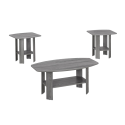 MONARCH Specialties Table Set 3 Piece Set - Coffee Table 36"l X 22"d X 16"h/ End Table 20"l X 20"d X 20"h In Grey