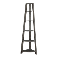 MONARCH Specialties Bookcase 72"h - Dark Taupe Corner Accent Etagere