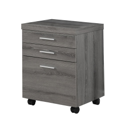 MONARCH Specialties Filing Cabinet 3 Drawer - Dark Taupe On Castors