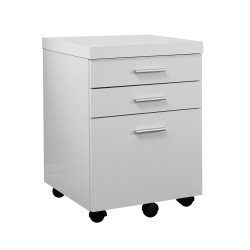 MONARCH Specialties Filing Cabinet 3 Drawer - On Castors In White