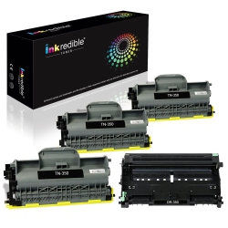 INKREDIBLE TONER Brother Tn350 Dr350 Compatible Toner And Drum Cartridge Combo - - 4/pack In Black