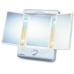 CONAIR Tgtm7Lxc - Three-Flap Mirror With 4 Light Settings, 5X Or 1X Magnification In White