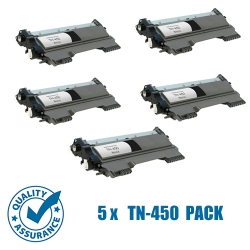 PRINTER PRO 5 Pack Brother Tn450/tn-450/tn420 Toner Cartridge-Brother Printer Hl-2240/2280/dcp-7060/mfc-7360/7860D In Black