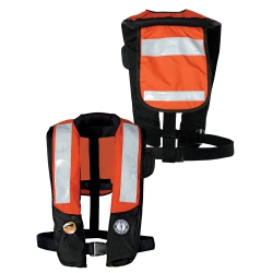MUSTANG SURVIVAL Mustang Deluxe Auto Inflatable Pfd W/solas Reflective Tape - Orange/black In Multicolor