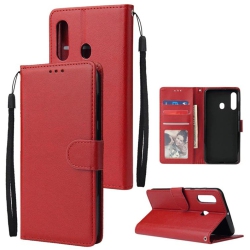 CSMART [Cs] Samsung Galaxy A10E / A20E Case, Magnetic Leather Folio Wallet Flip Case Cover With Card Slot In Red