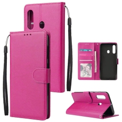 CSMART [Cs] Samsung Galaxy A10E / A20E Case, Magnetic Leather Folio Wallet Flip Case Cover With Card Slot, Hot In Pink